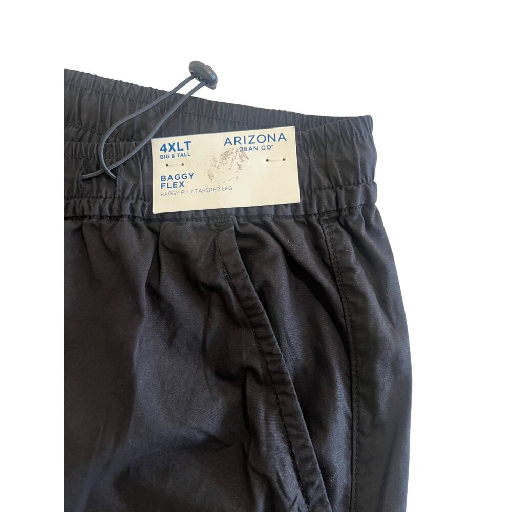 Arizona Mens 4XLT Black Baggy Flex Tapered Leg Pants With Elastic Waist